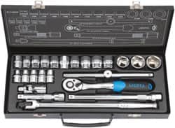 סט בוקסות 1/2 מ"מ 10-32 כולל ידית ברך - 24 יחידות