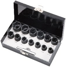 סט חולץ אומים פגומים הינע 1/2 10-27 מ"מ 14 יחידות